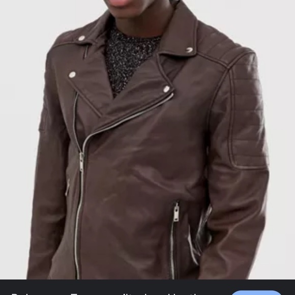 Bolongaro Trevor by ASOS  Chocolate Brown Leather Jacket - size Small - Picture 3 of 13